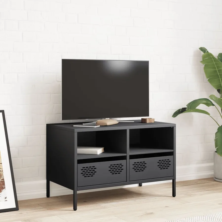 Meuble TV anthracite 68x39x43,5 cm acier laminé à froid - 3