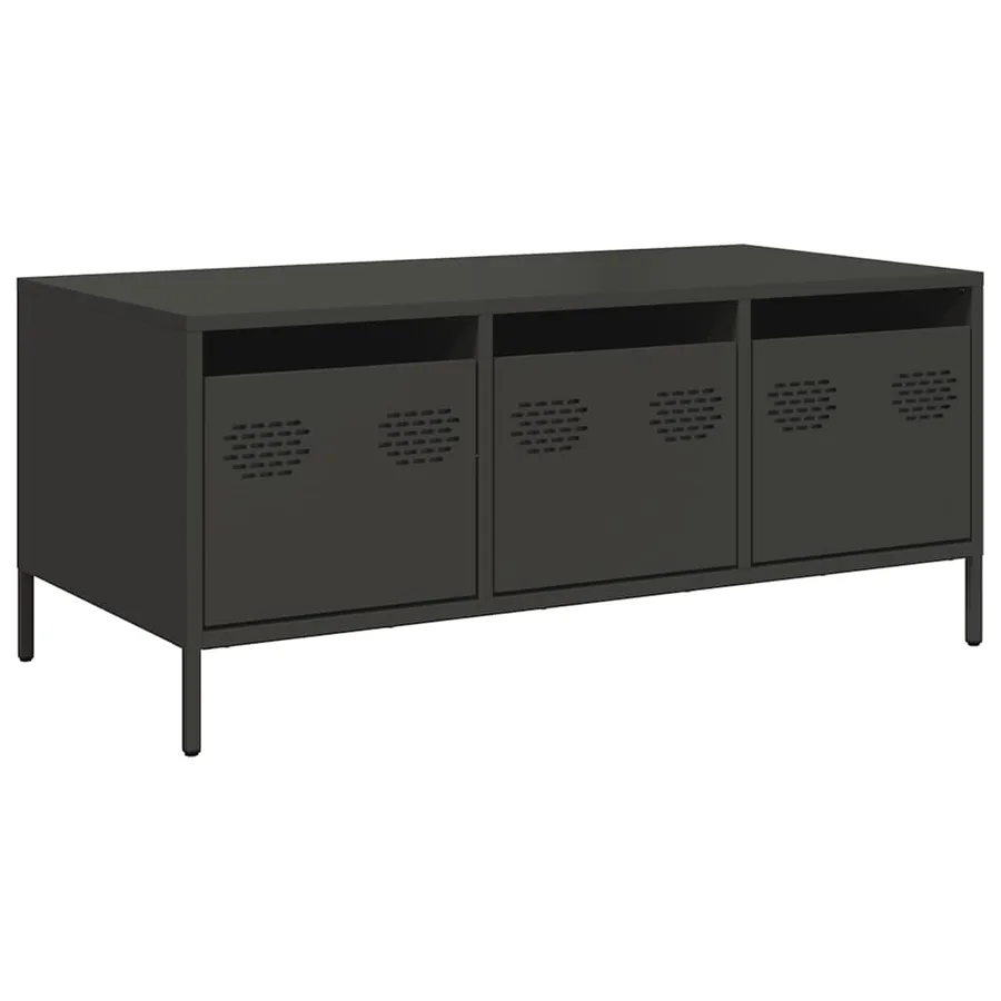 Table basse noir 101,5x50x43,5 cm acier laminé à froid - 2