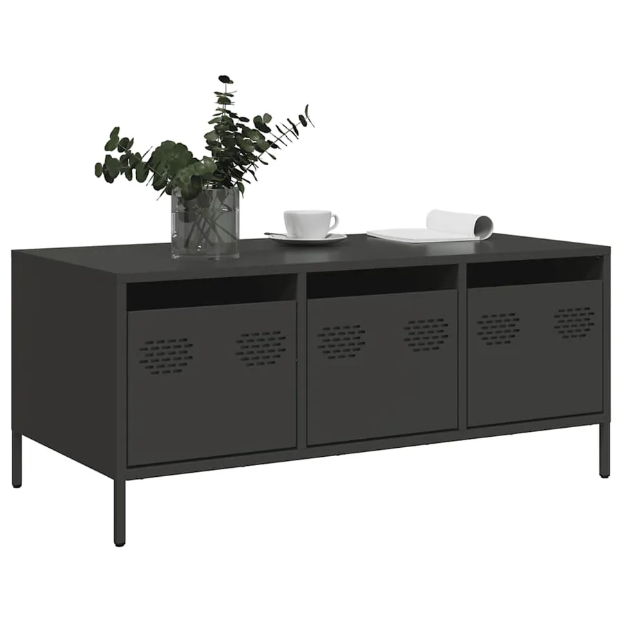 Table basse noir 101,5x50x43,5 cm acier laminé à froid - 4
