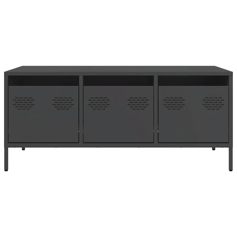 Table basse noir 101,5x50x43,5 cm acier laminé à froid - 5