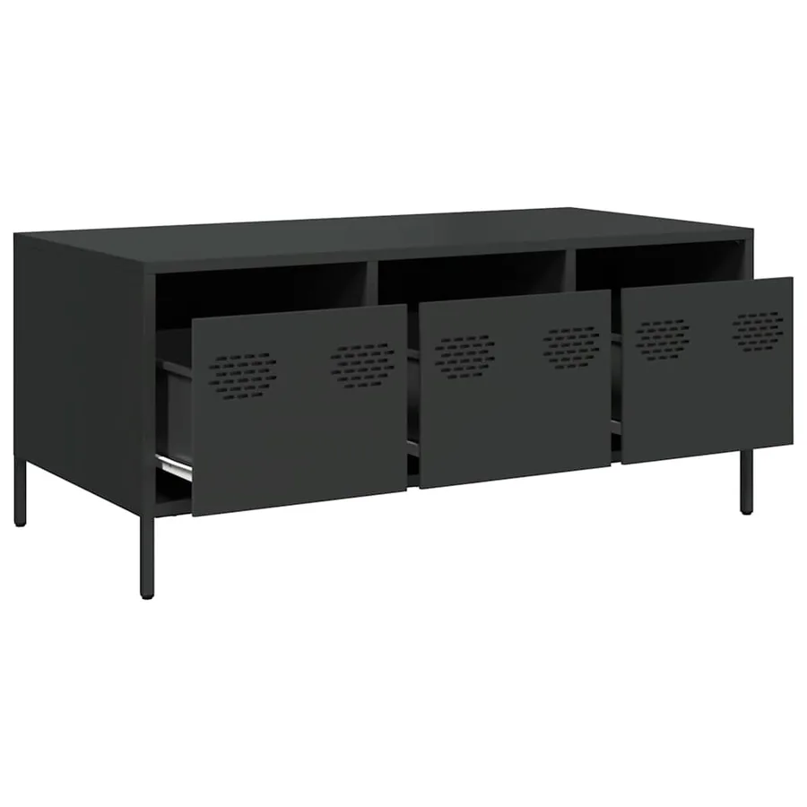 Table basse noir 101,5x50x43,5 cm acier laminé à froid - 6