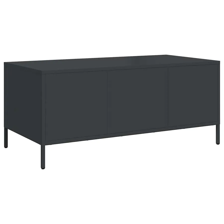 Table basse noir 101,5x50x43,5 cm acier laminé à froid - 8