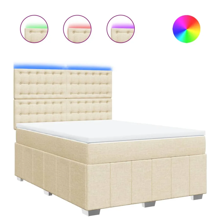 Sommier à lattes de lit avec matelas Crème 160x200 cm Tissu - 2