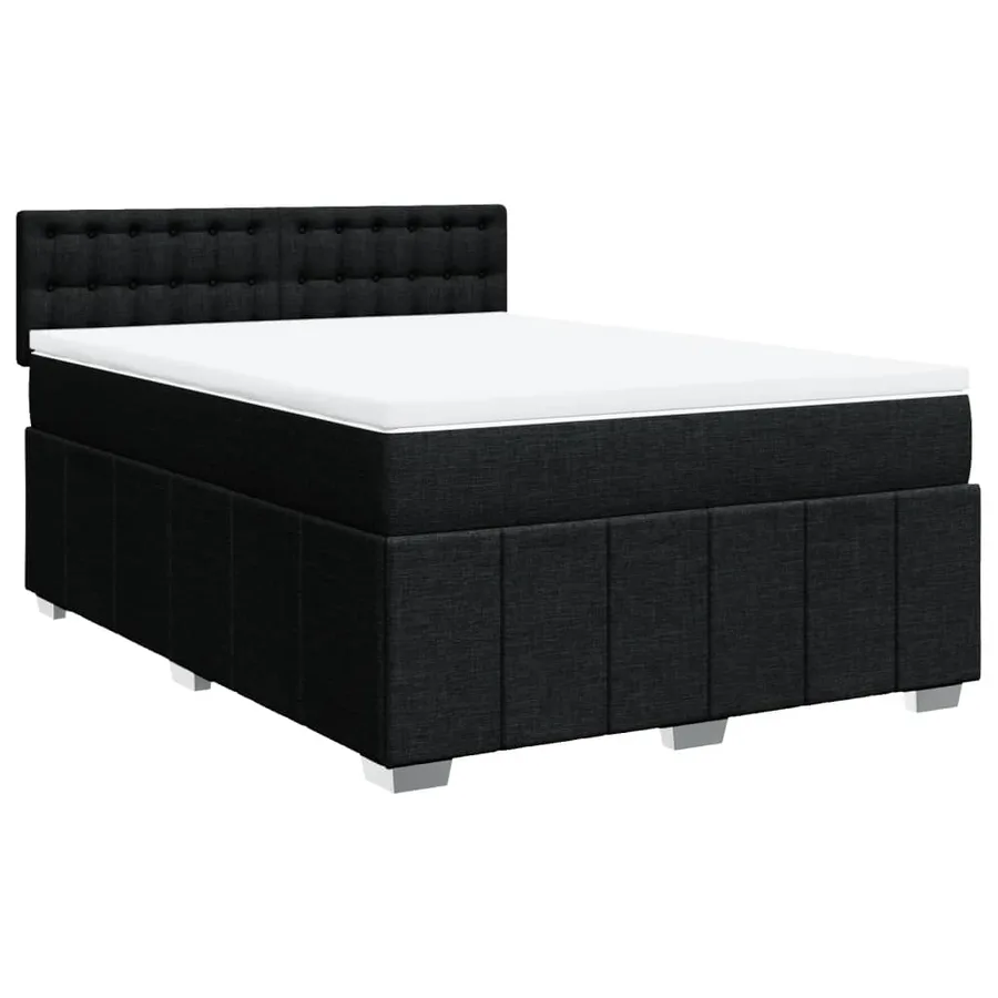 Sommier à lattes de lit avec matelas Noir 160x200 cm Tissu - 3