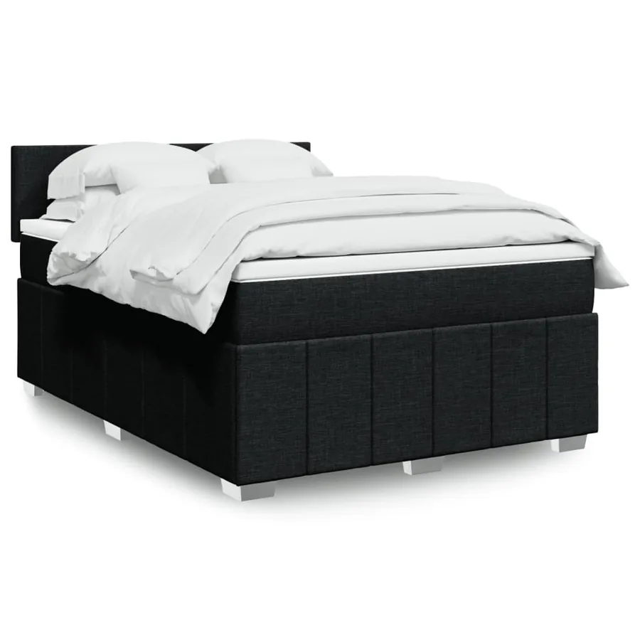 Sommier à lattes de lit avec matelas Noir 160x200 cm Tissu