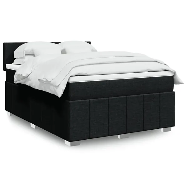 Sommier à lattes de lit avec matelas Noir 160x200 cm Tissu