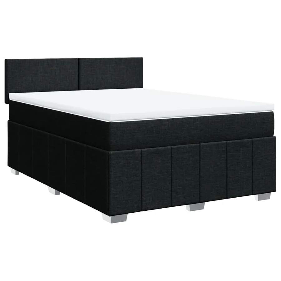 Sommier à lattes de lit avec matelas Noir 160x200 cm Tissu - 3