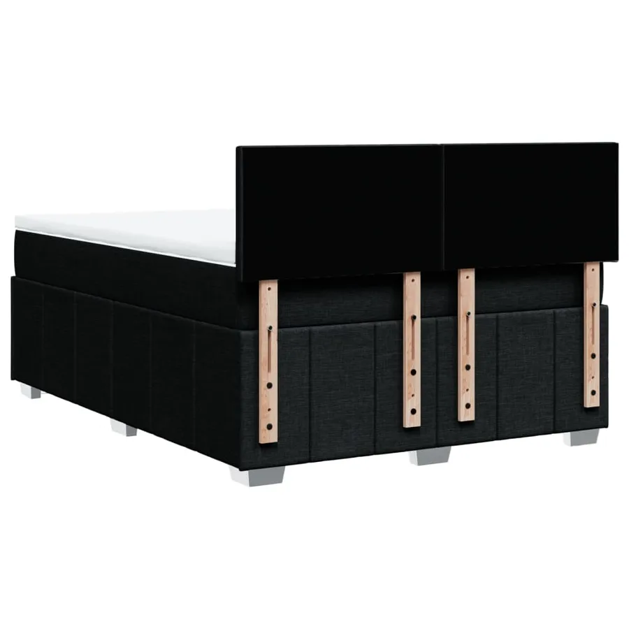 Sommier à lattes de lit avec matelas Noir 160x200 cm Tissu - 8