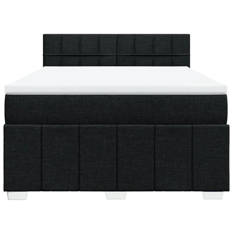Sommier à lattes de lit avec matelas Noir 160x200 cm Tissu - 6