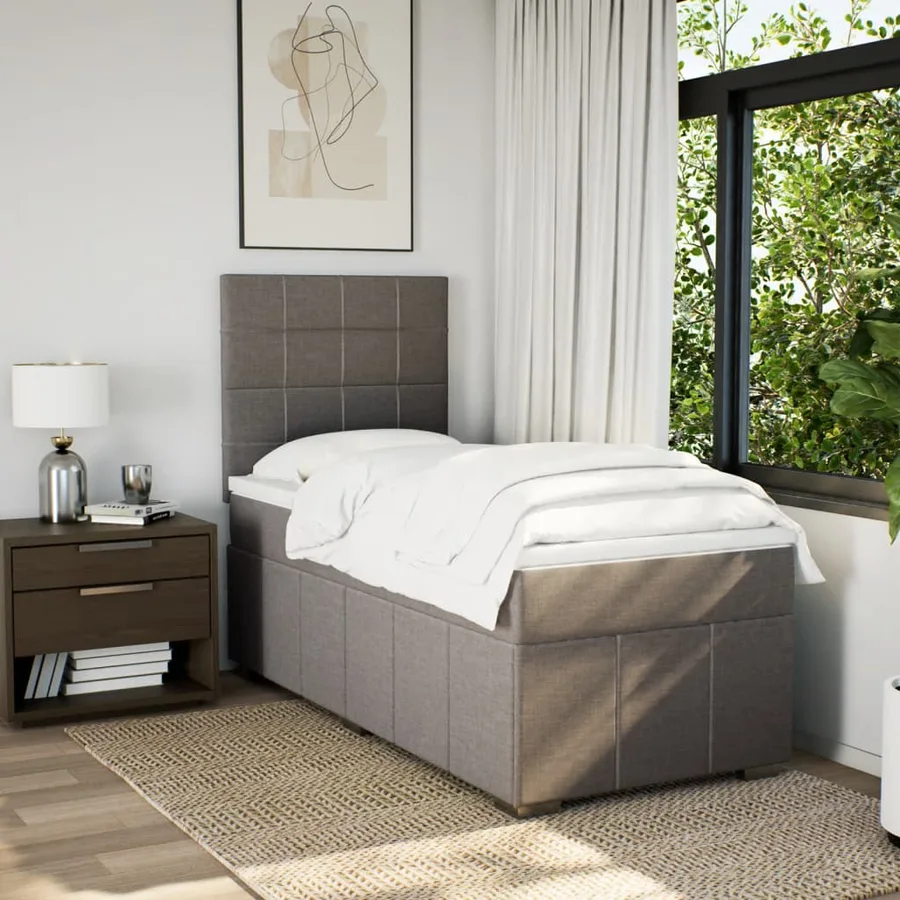 Sommier à lattes de lit avec matelas Taupe 80x200 cm Tissu - 5