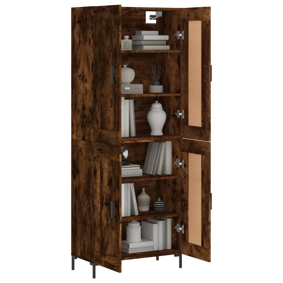 Buffet haut Chêne fumé 69,5x34x180 cm Bois d'ingénierie - 3