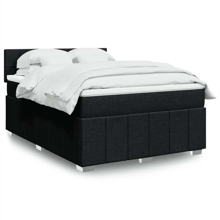 Sommier à lattes de lit avec matelas Noir 160x200 cm Tissu