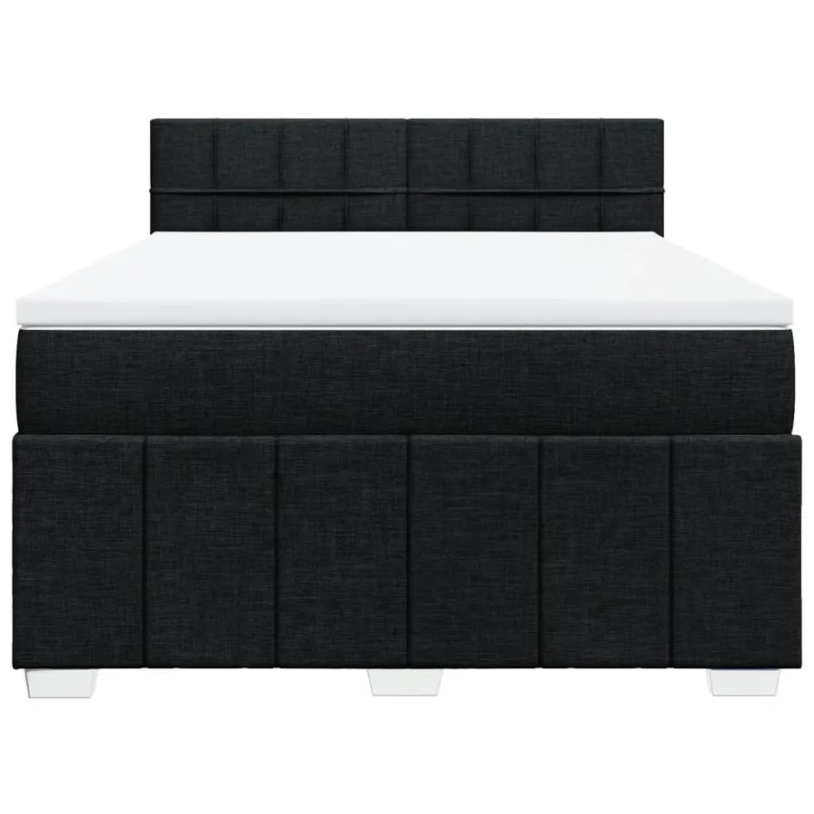 Sommier à lattes de lit avec matelas Noir 160x200 cm Tissu - 4