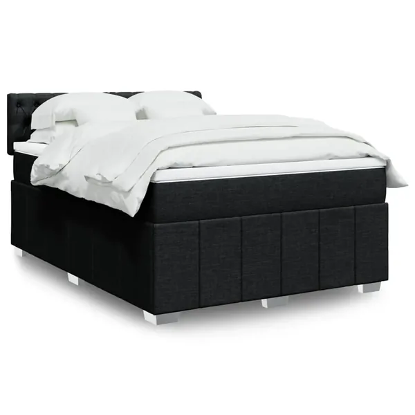 Sommier à lattes de lit avec matelas Noir 160x200 cm Tissu