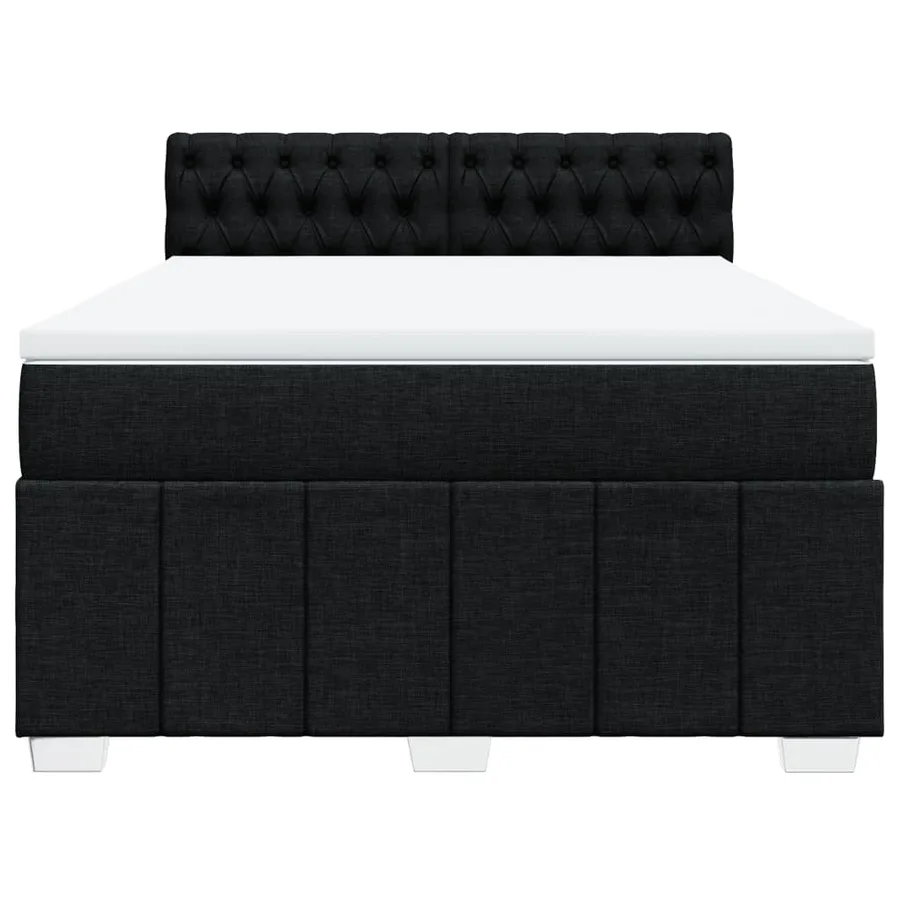 Sommier à lattes de lit avec matelas Noir 160x200 cm Tissu - 4