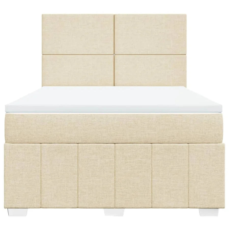 Sommier à lattes de lit avec matelas Crème 160x200 cm Tissu - 4