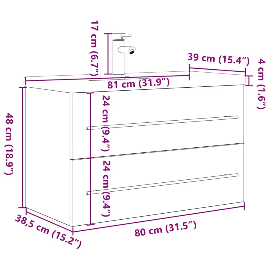 Ensemble de meubles de salle de bain 2 pcs gris béton - 10