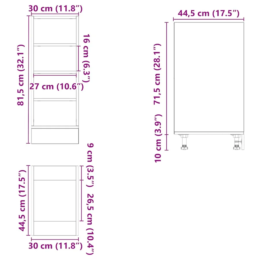 Meuble bas "Riga" Blanc 30 x 44,5 x 81,5 cm Bois d'ingénierie - 9