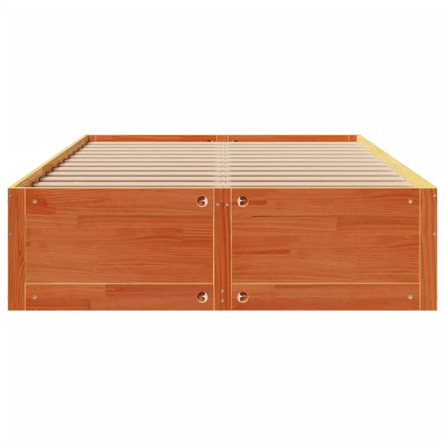 Cadre de lit sans matelas avec tiroirs brun cire 140x200 cm pin - 4