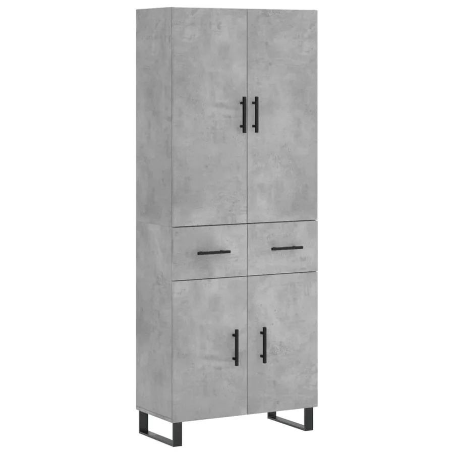 Buffet haut Gris béton 69,5x34x180 cm Bois d'ingénierie - 2