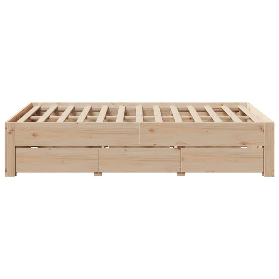 Cadre de lit sans matelas avec tiroirs 135x190 cm bois de pin - 5