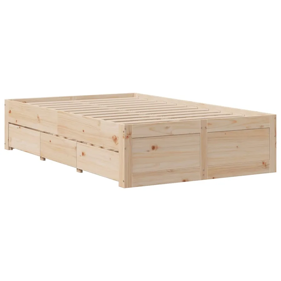 Cadre de lit sans matelas avec tiroirs 135x190 cm bois de pin - 6