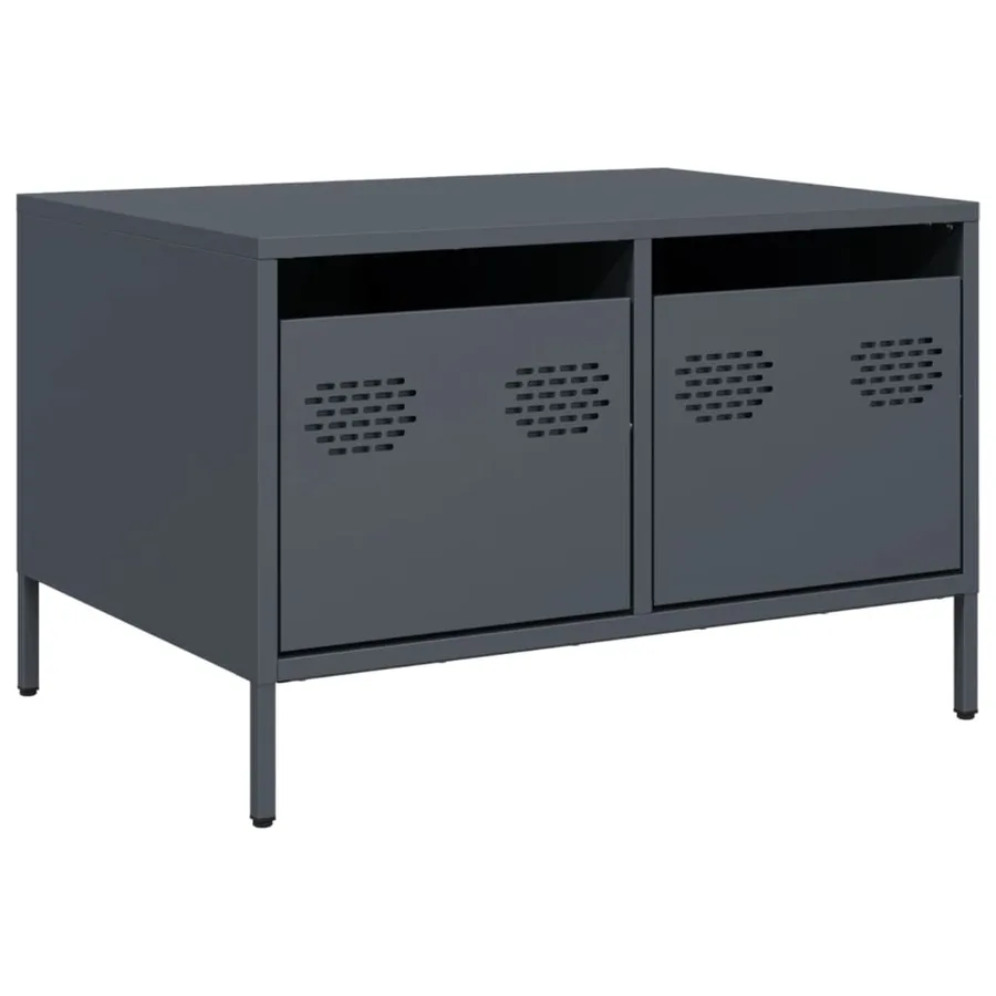 Meuble TV anthracite 68x50x43,5 cm acier laminé à froid - 2
