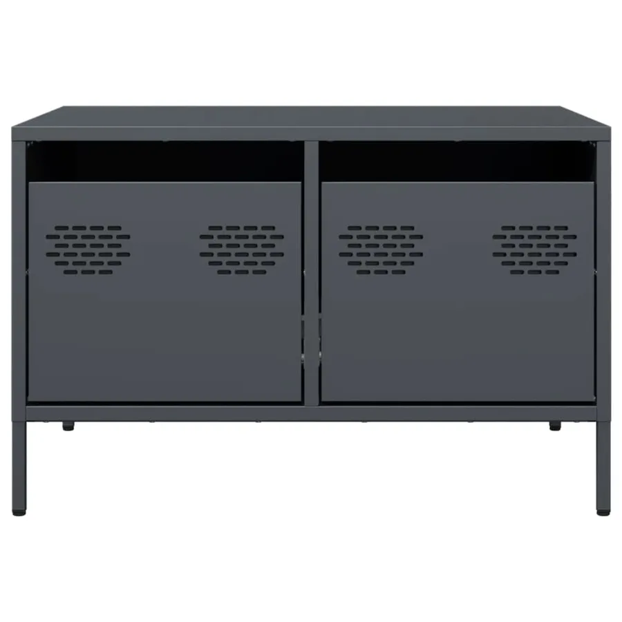 Meuble TV anthracite 68x50x43,5 cm acier laminé à froid - 6