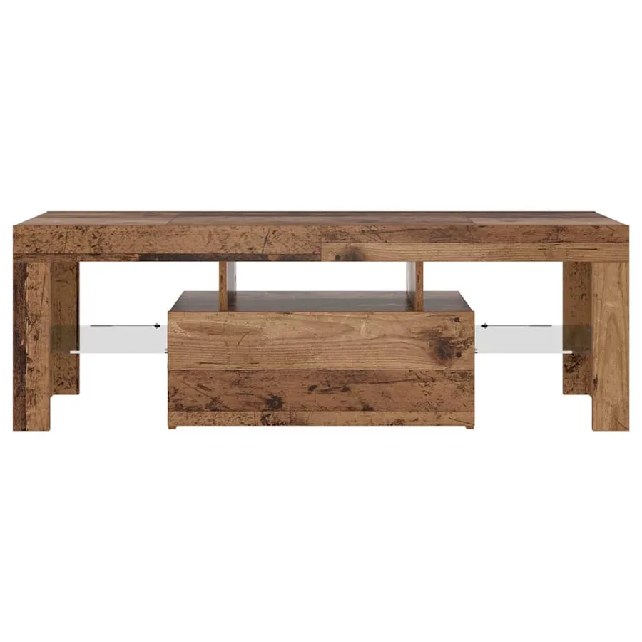 Meuble TV avec lumières LED vieux bois bois d'ingénierie - 6