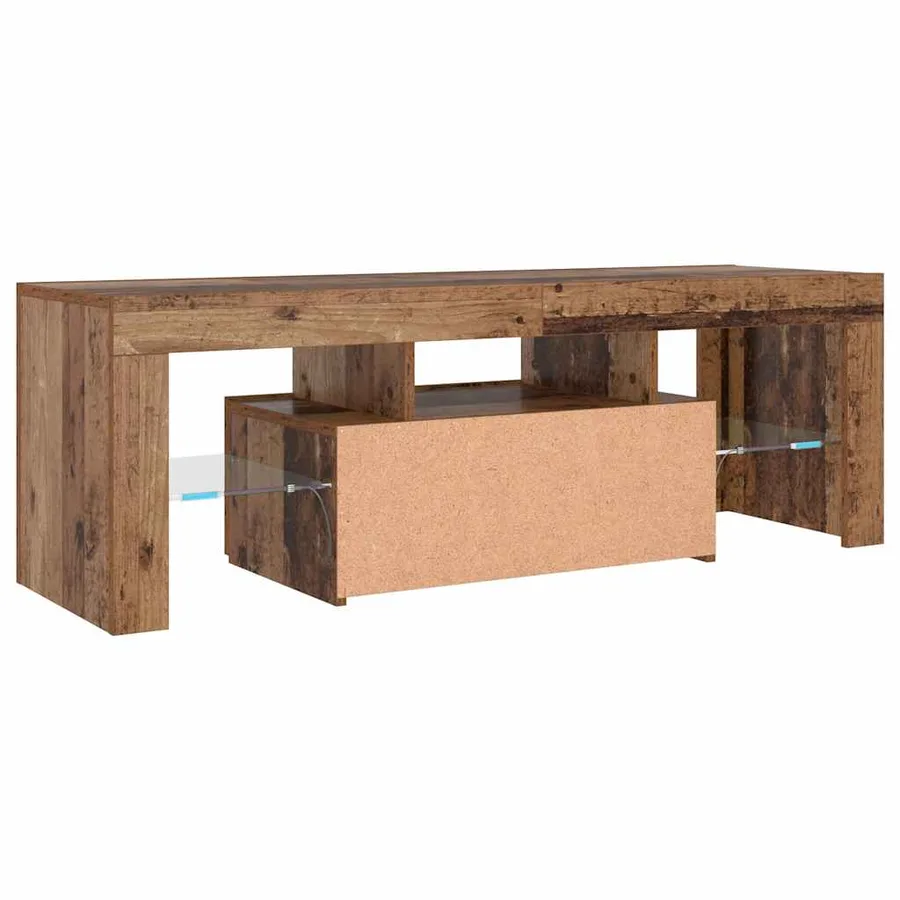 Meuble TV avec lumières LED vieux bois bois d'ingénierie - 8