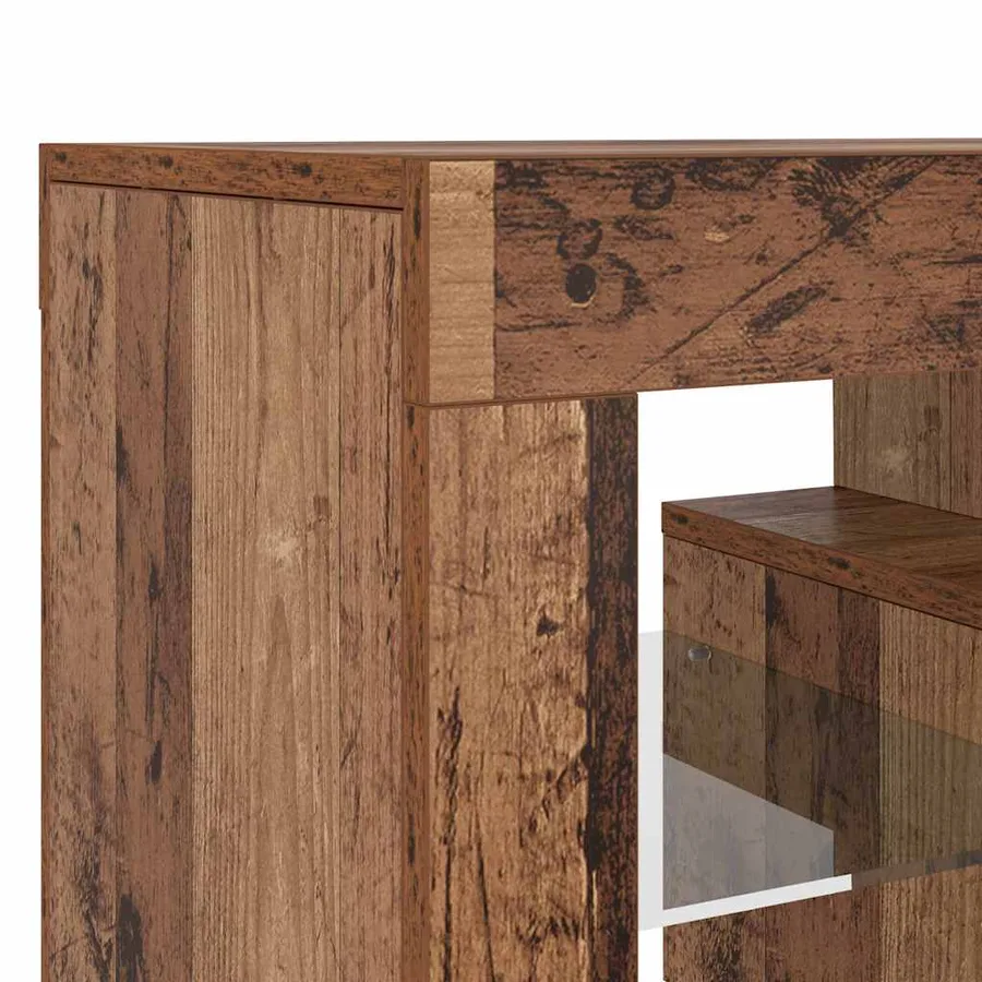 Meuble TV avec lumières LED vieux bois bois d'ingénierie - 9
