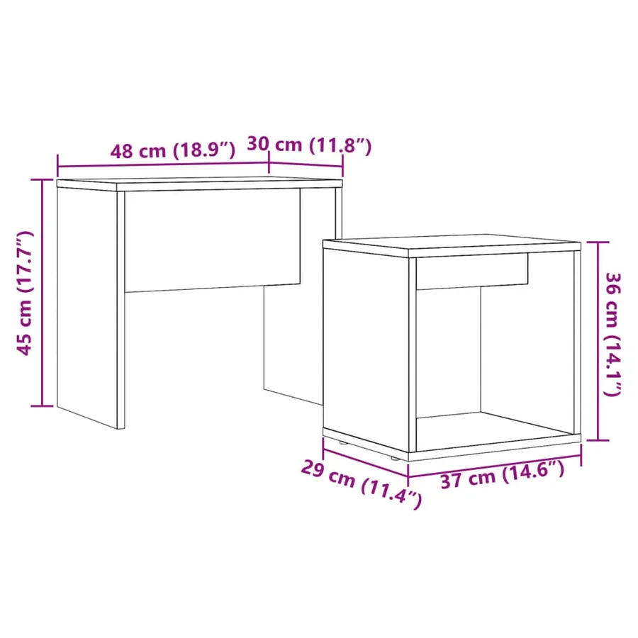 Tables basses gigognes 2 pcs chêne artisanal bois d'ingénierie - 10