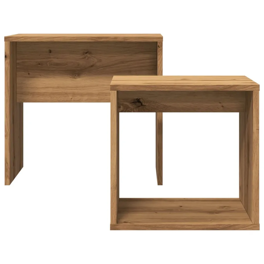 Tables basses gigognes 2 pcs chêne artisanal bois d'ingénierie - 4