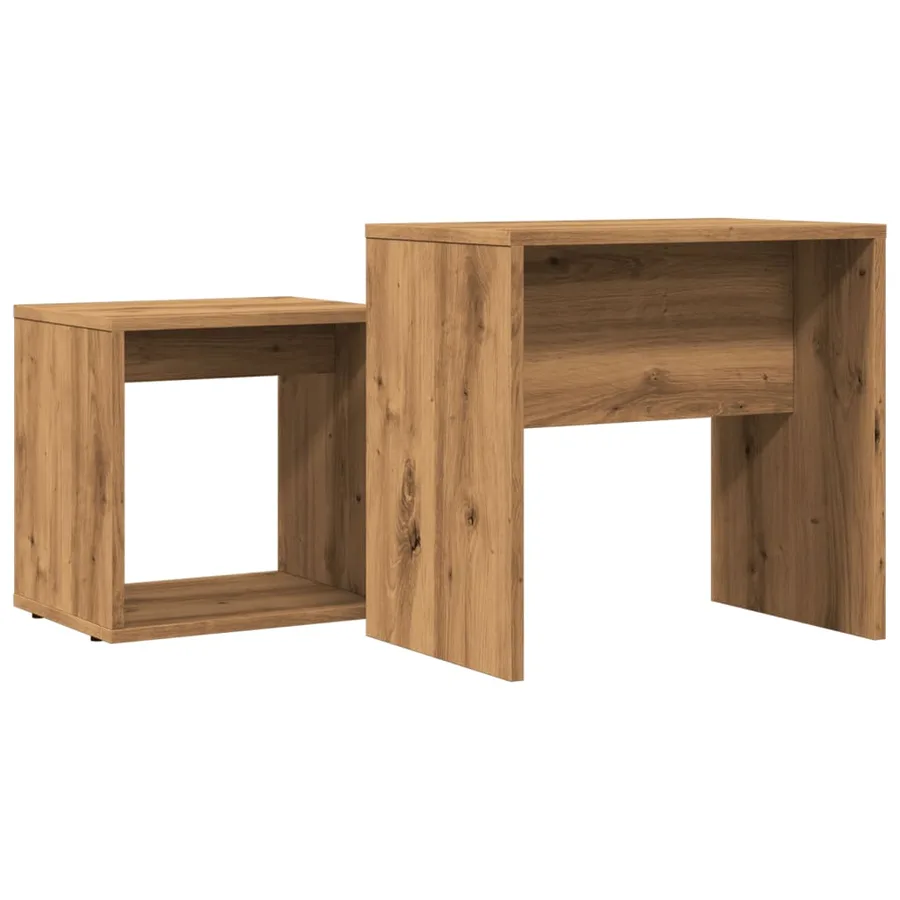 Tables basses gigognes 2 pcs chêne artisanal bois d'ingénierie - 6