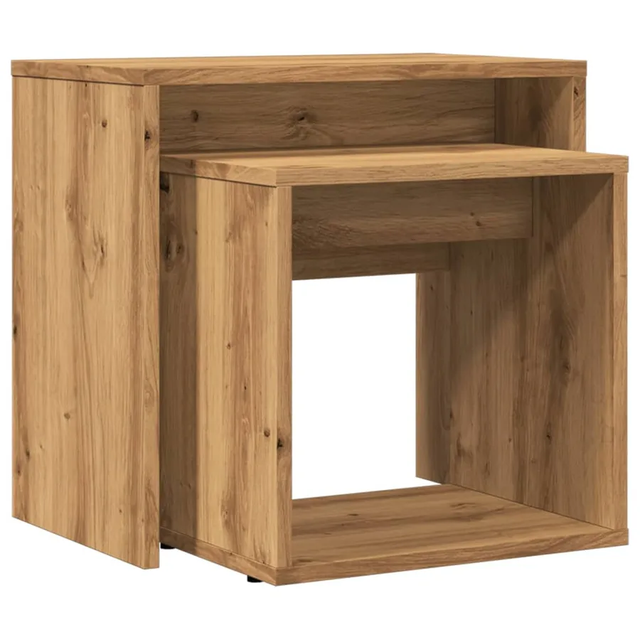 Tables basses gigognes 2 pcs chêne artisanal bois d'ingénierie - 7