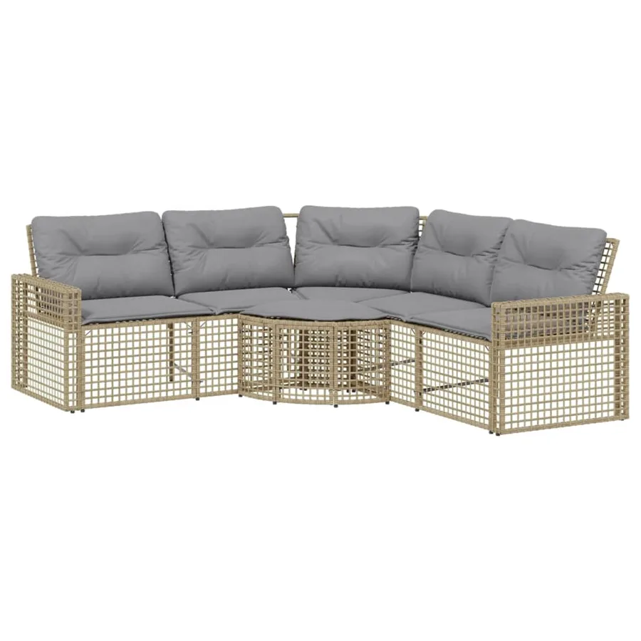 Canapé de jardin et coussins et repose-pied en forme de L rotin - 2
