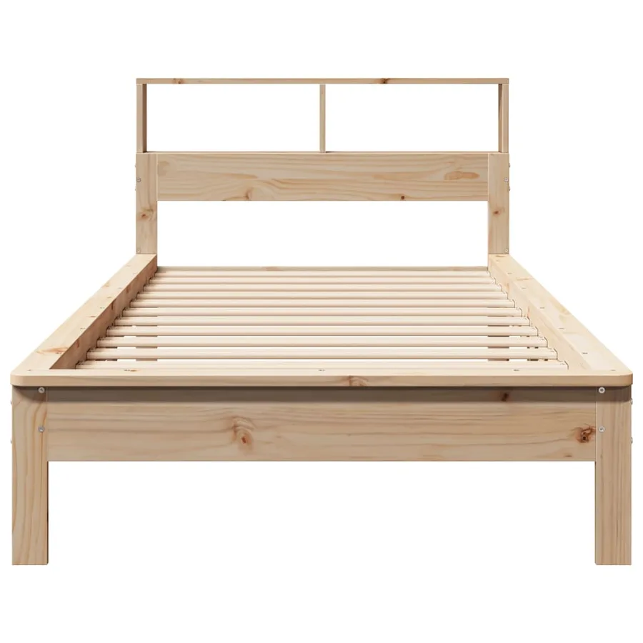 Lit bibliothèque sans matelas 75x190 cm bois de pin massif - 4