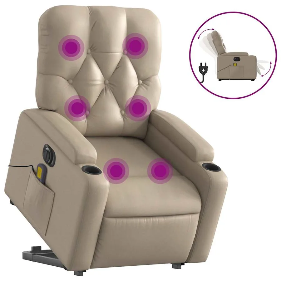 Fauteuil inclinable de massage électrique cappuccino similicuir - 2