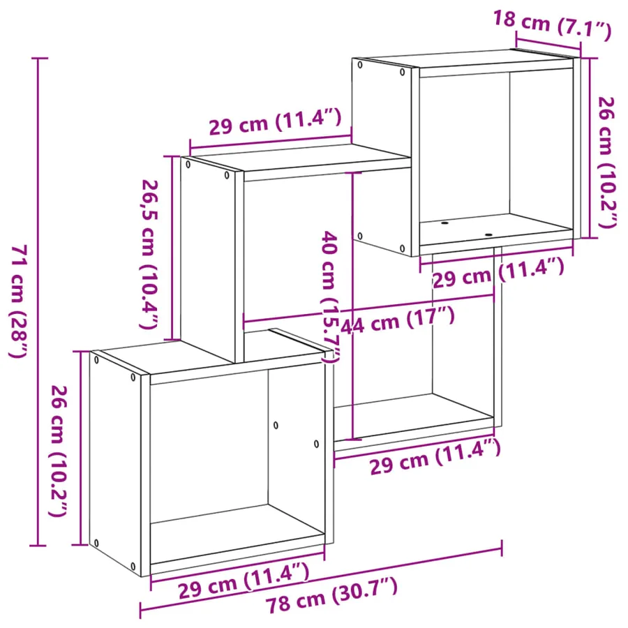 Armoire murale 78x18x71 cm chêne fumé d'ingénierie - 11