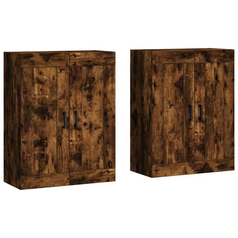 Armoires murales 2 pcs chêne fumé bois d'ingénierie - 2
