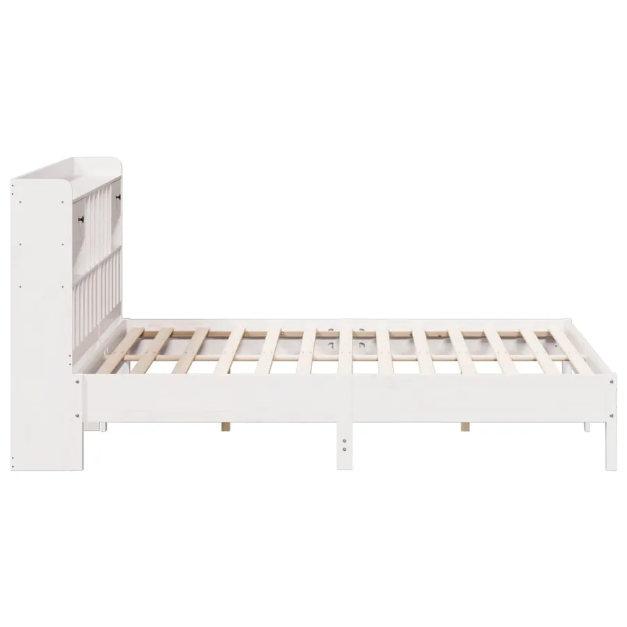 Lit bibliothèque sans matelas blanc 180x200 cm bois pin massif - 5