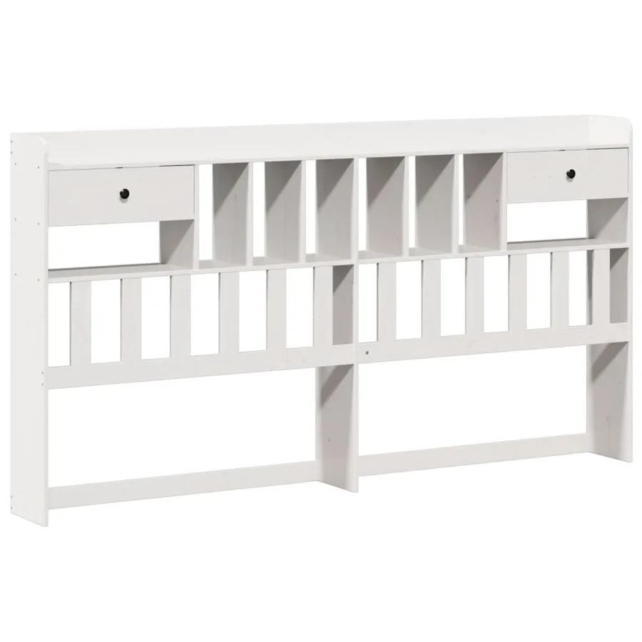 Lit bibliothèque sans matelas blanc 180x200 cm bois pin massif - 7