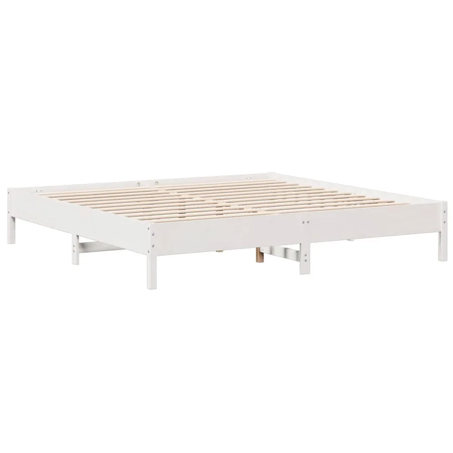 Lit bibliothèque sans matelas blanc 180x200 cm bois pin massif - 8