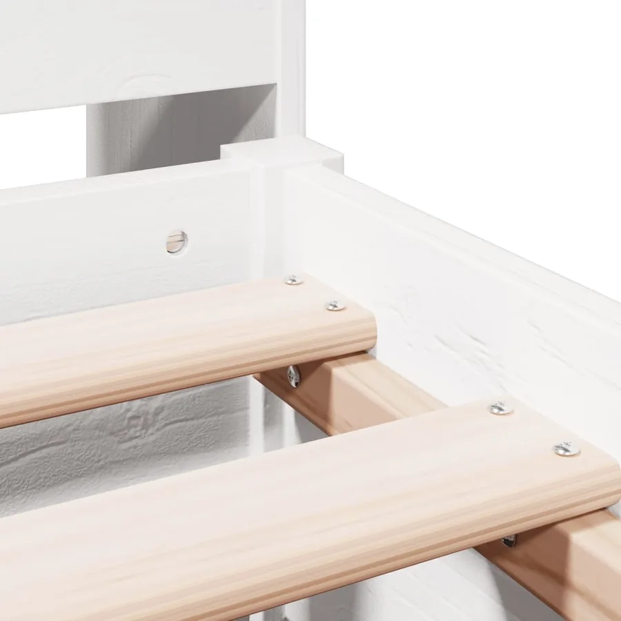Lit bibliothèque sans matelas blanc 180x200 cm bois pin massif - 9