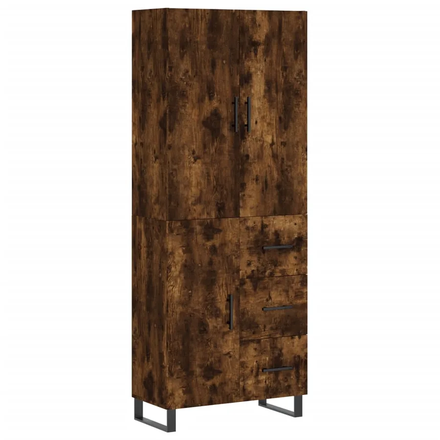 Buffet haut Chêne fumé 69,5x34x180 cm Bois d'ingénierie - 2