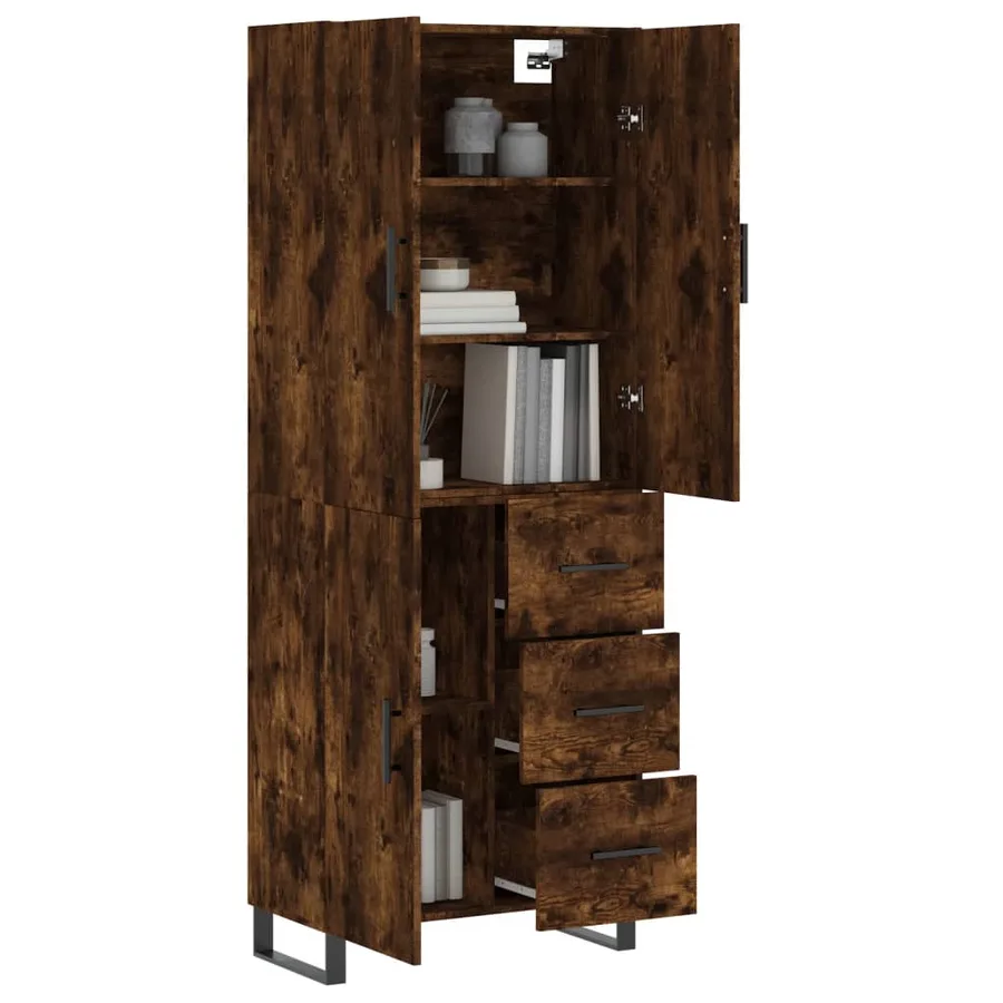 Buffet haut Chêne fumé 69,5x34x180 cm Bois d'ingénierie - 3