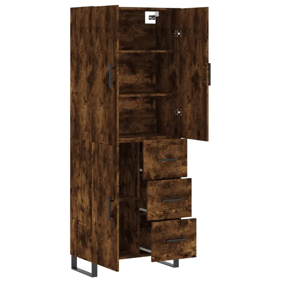 Buffet haut Chêne fumé 69,5x34x180 cm Bois d'ingénierie - 4