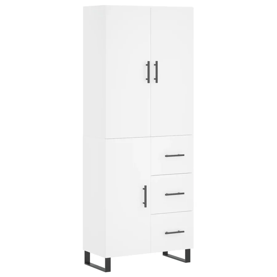 Buffet haut Blanc 69,5x34x180 cm Bois d'ingénierie - 2