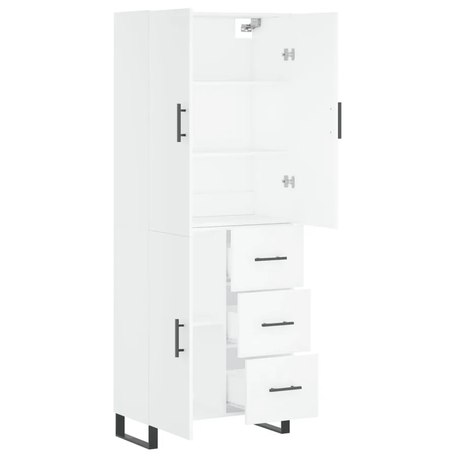 Buffet haut Blanc 69,5x34x180 cm Bois d'ingénierie - 4