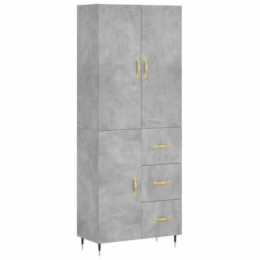 Buffet haut Gris béton 69,5x34x180 cm Bois d'ingénierie - 2